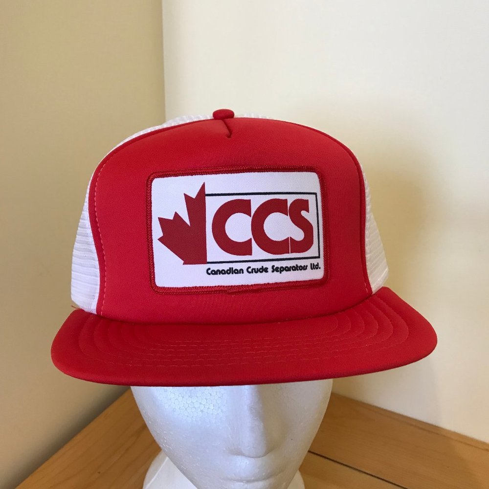 Canadian Crude Separators CCS Trucker Cap Vintage Red with White Mesh Hat